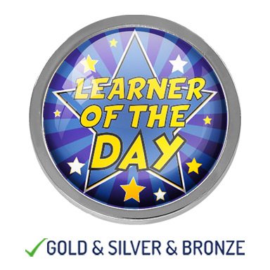 HIGH QUALITY METAL STAR LEARNER OF THE DAY BADGE - 22mm