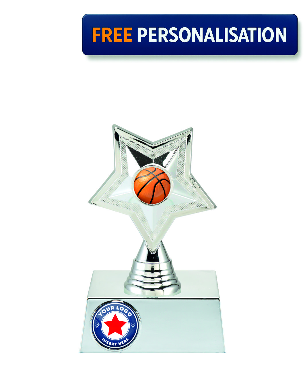 16cm SILVER STAR BASKETBALL AWARD - P531.02 + N32.02