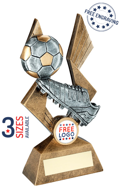 Gold Resin Trophy with Silver Ball & Boot - RF391