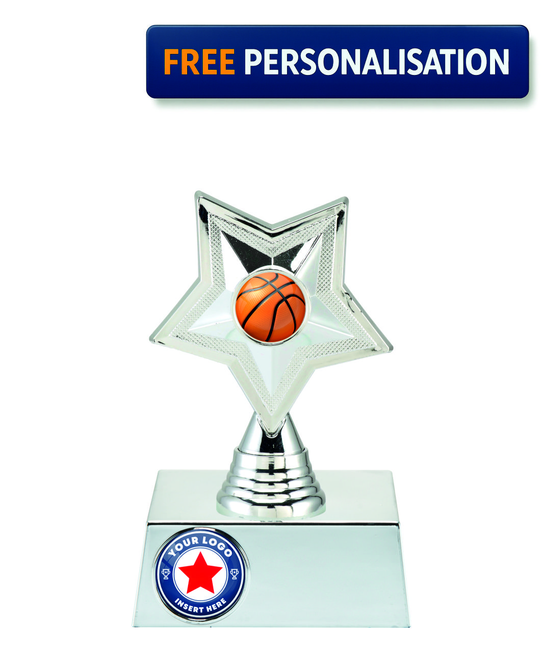 17.5cm SILVER STAR BASKETBALL AWARD - P531.02 + N33.02