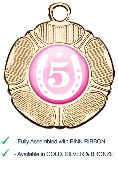 5th Place Equestrian Medal with Pink Ribbon - M519