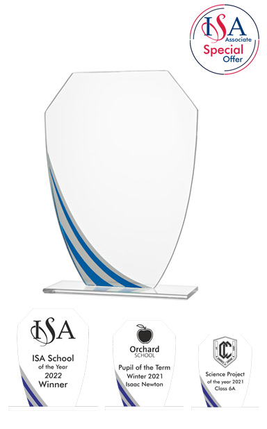 ISA Personalised Blue Swirl Glass AWARD - W192.09