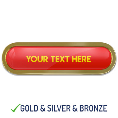 BESPOKE YOUR TEXT METAL BAR BADGE - RED - 45mm