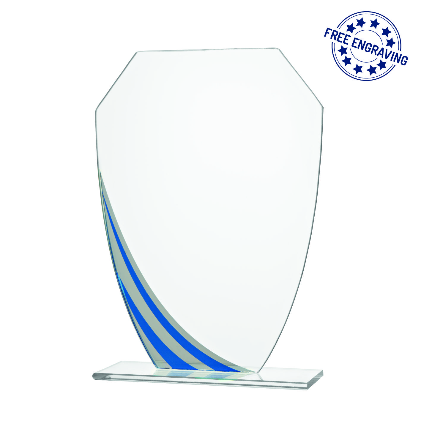 Glass Award with Blue Detailing  - W19_.09