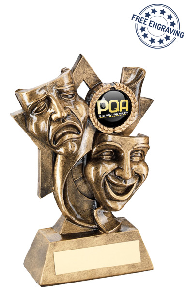PQA Drama Masks on a Star Backdrop Resin Trophy - PQA-RF680