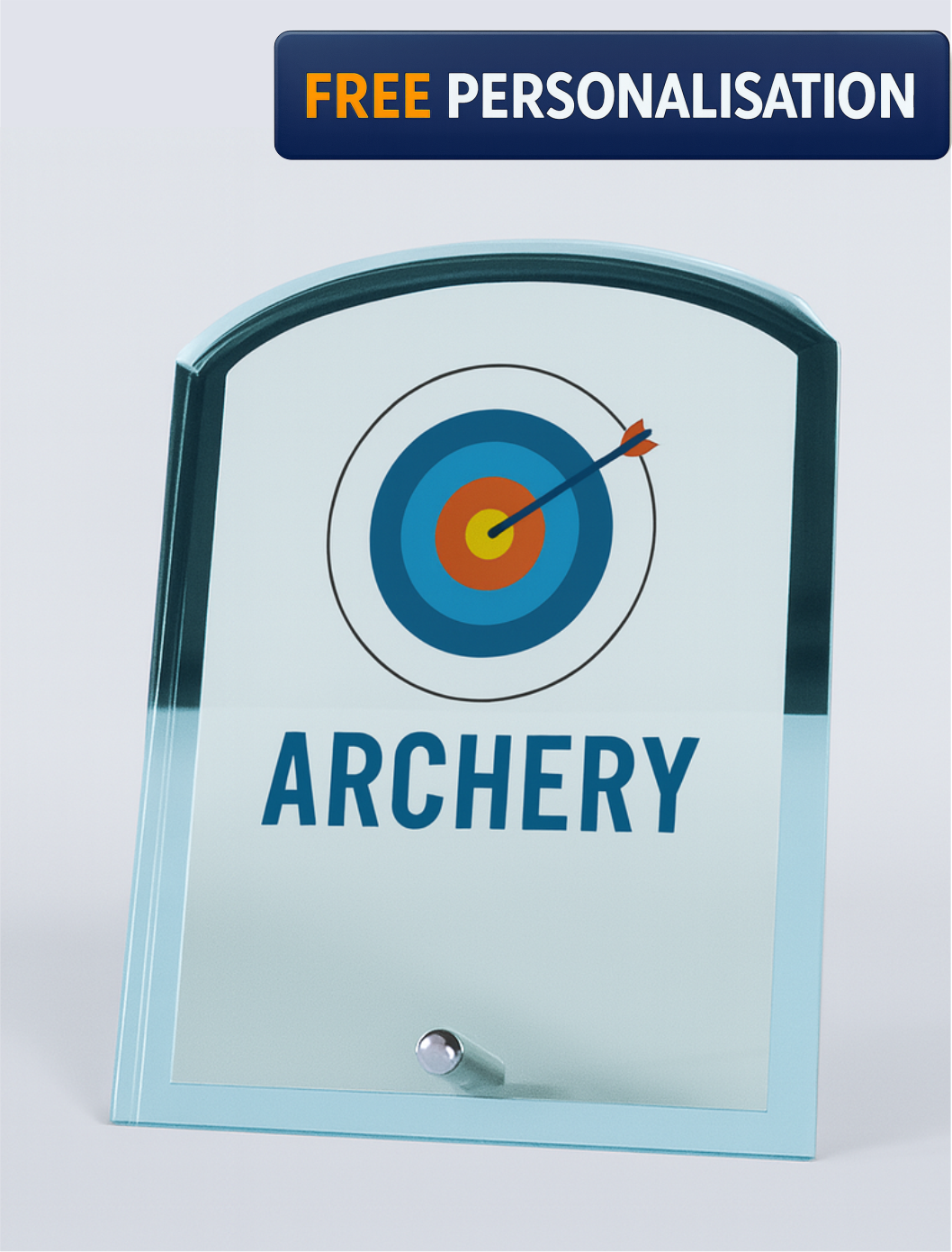 18.5cm FULL COLOUR ARCHERY GLASS AWARD - W543