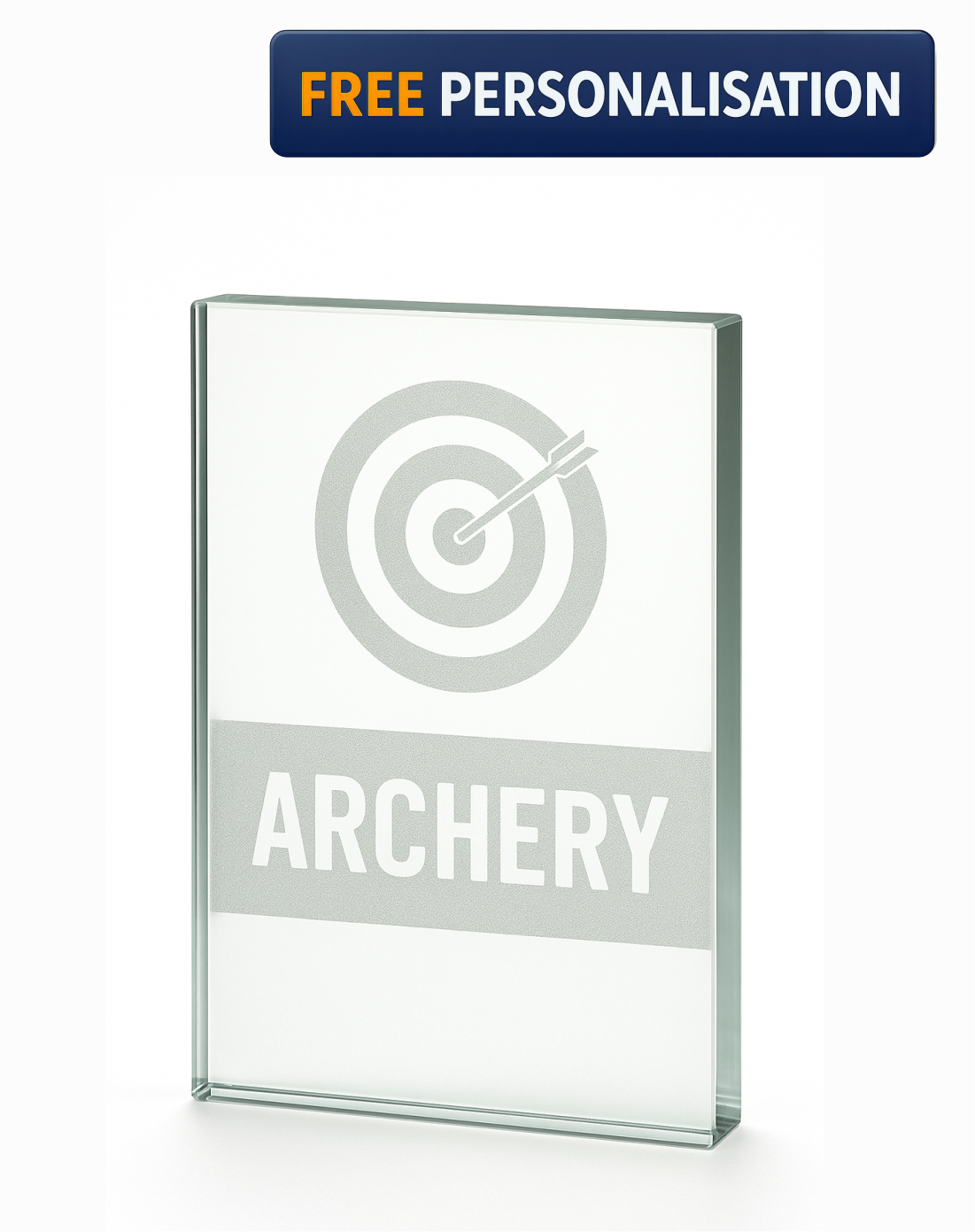 15cm LASER ENGRAVED ARCHERY GLASS AWARD - W162