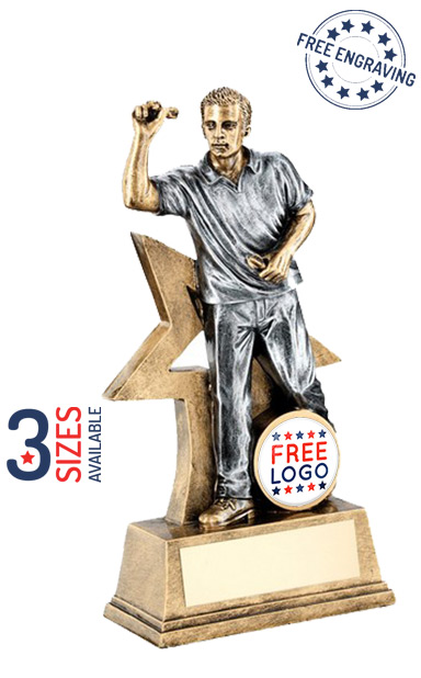 Male Darts Figure with Star Backing Resin Trophy- RF183