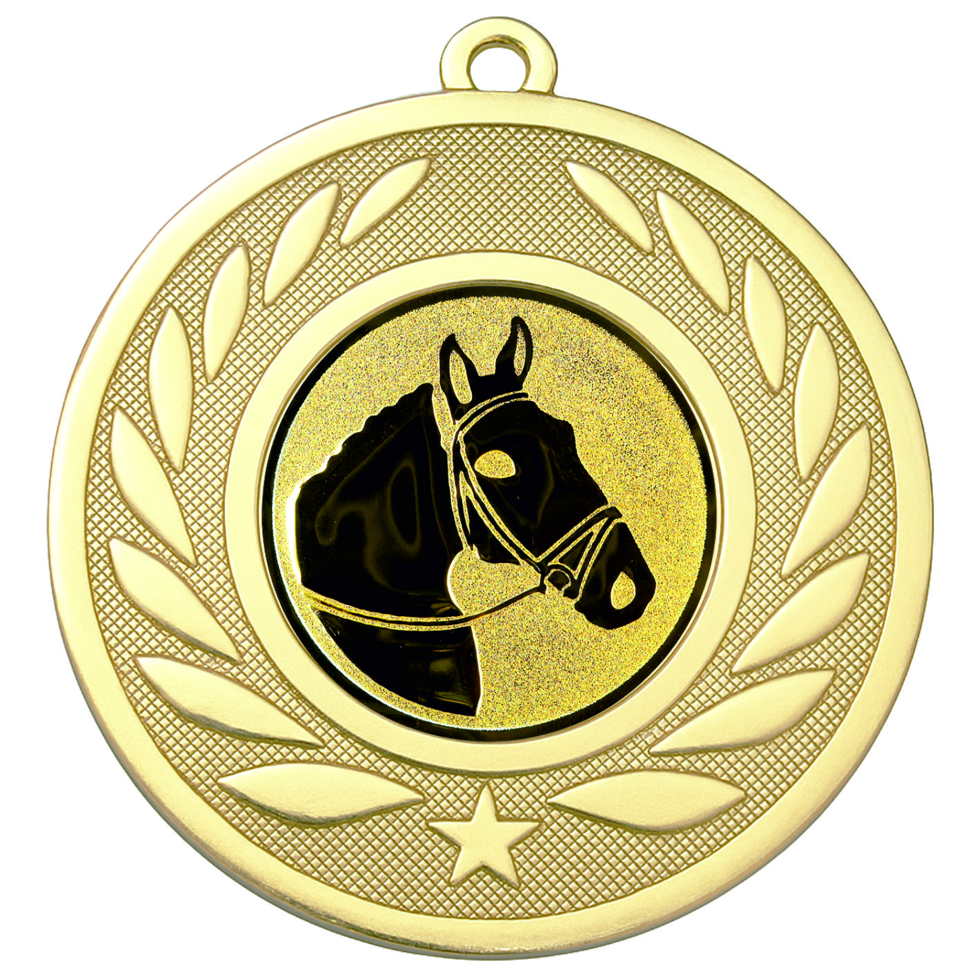 Gold Laurel Horses Head Medal - FREE Ribbon - BIE.M9459.01