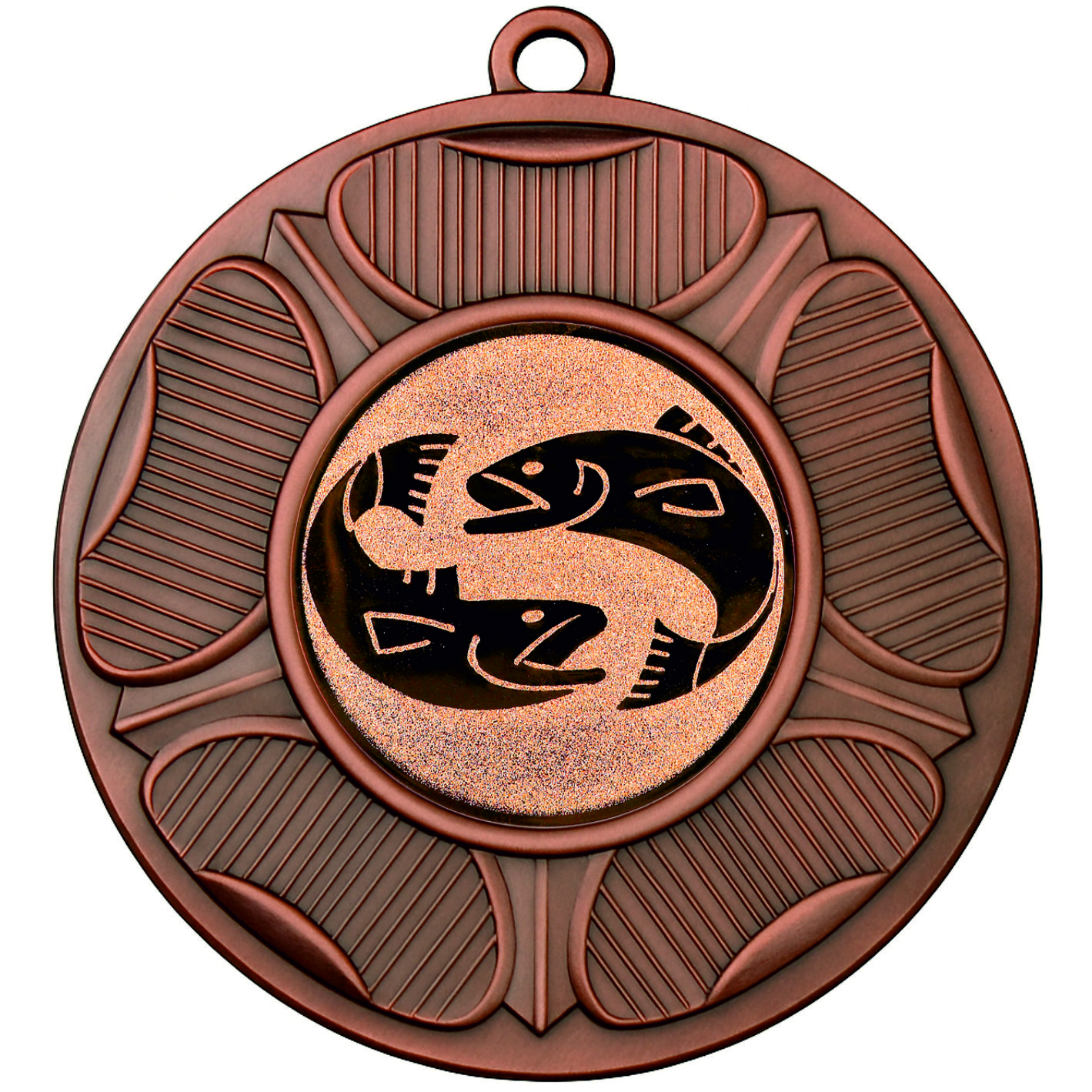 Bronze Tudor Rose Fish Medal-FREE Ribbon - BIE.M9458.03