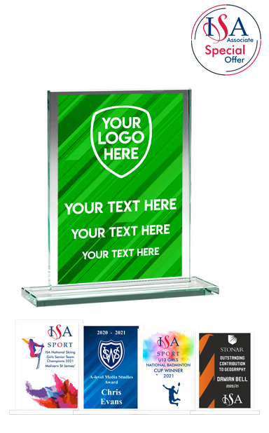 ISA Personalised FULL COLOUR RECTANGLE PLAQUE JADE GLASS AWARD (16.5cm) - TP02A