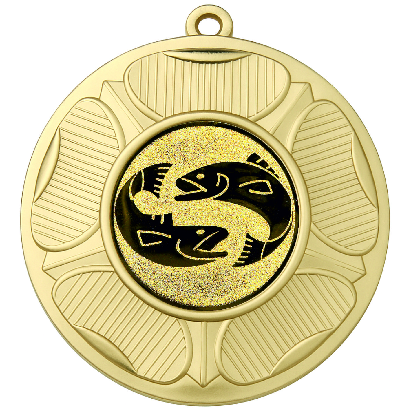 Gold Tudor Rose Fish Medal-FREE Ribbon - BIE.M9458.01