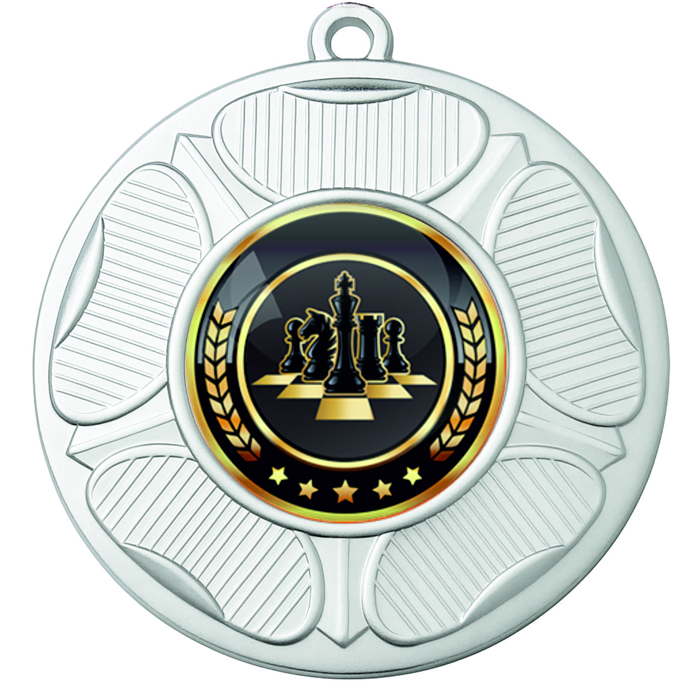 Silver Rose Colour Chess Medal-FREE Ribbon-BIE.M9458.02