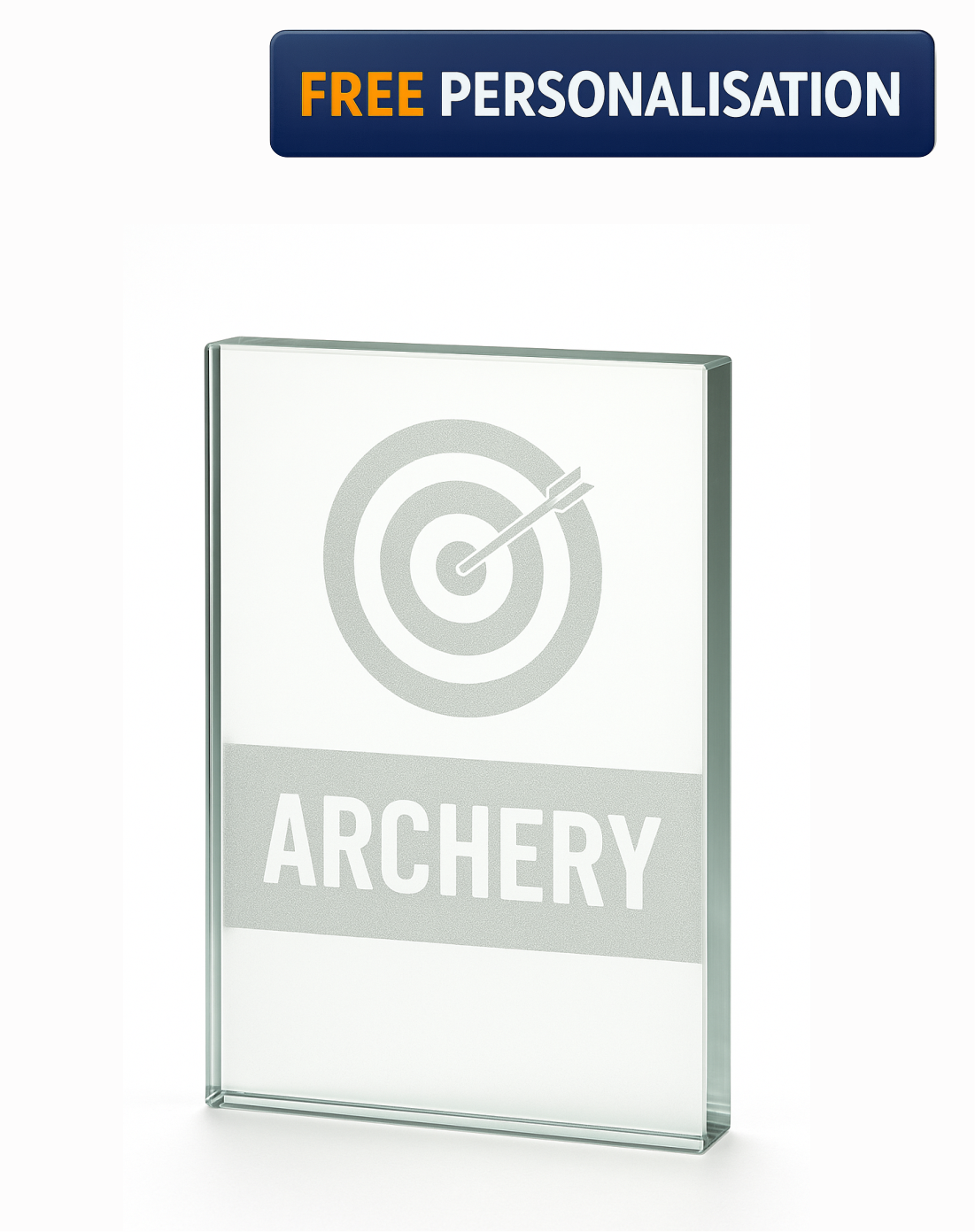 12.5cm LASER ENGRAVED ARCHERY GLASS AWARD - W161