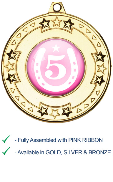 5th Place Equestrian Medal with Pink Ribbon - M69