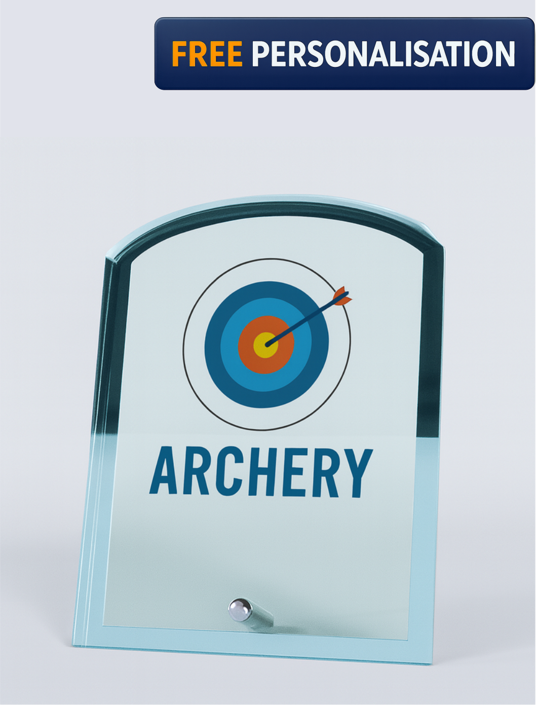 15.5cm FULL COLOUR ARCHERY GLASS AWARD - W541
