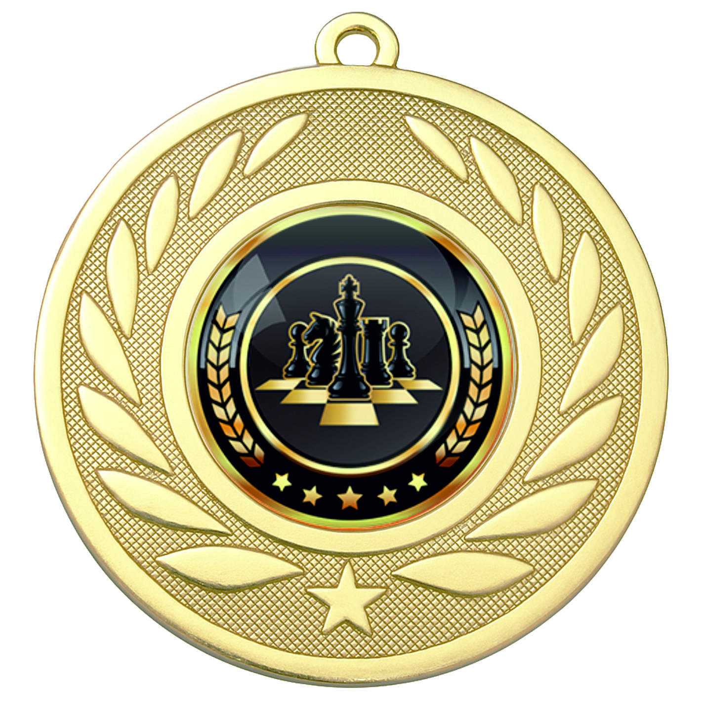 Gold Laurel Colour Chess Medal-FREE Ribbon-BIE.M9459.01