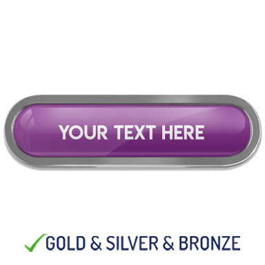 BESPOKE YOUR TEXT METAL BAR BADGE - PURPLE - 45mm