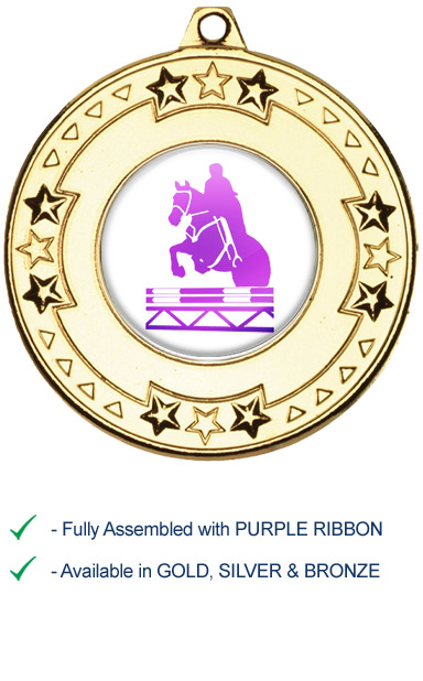 Show Jumping Medal with Purple Ribbon - M69