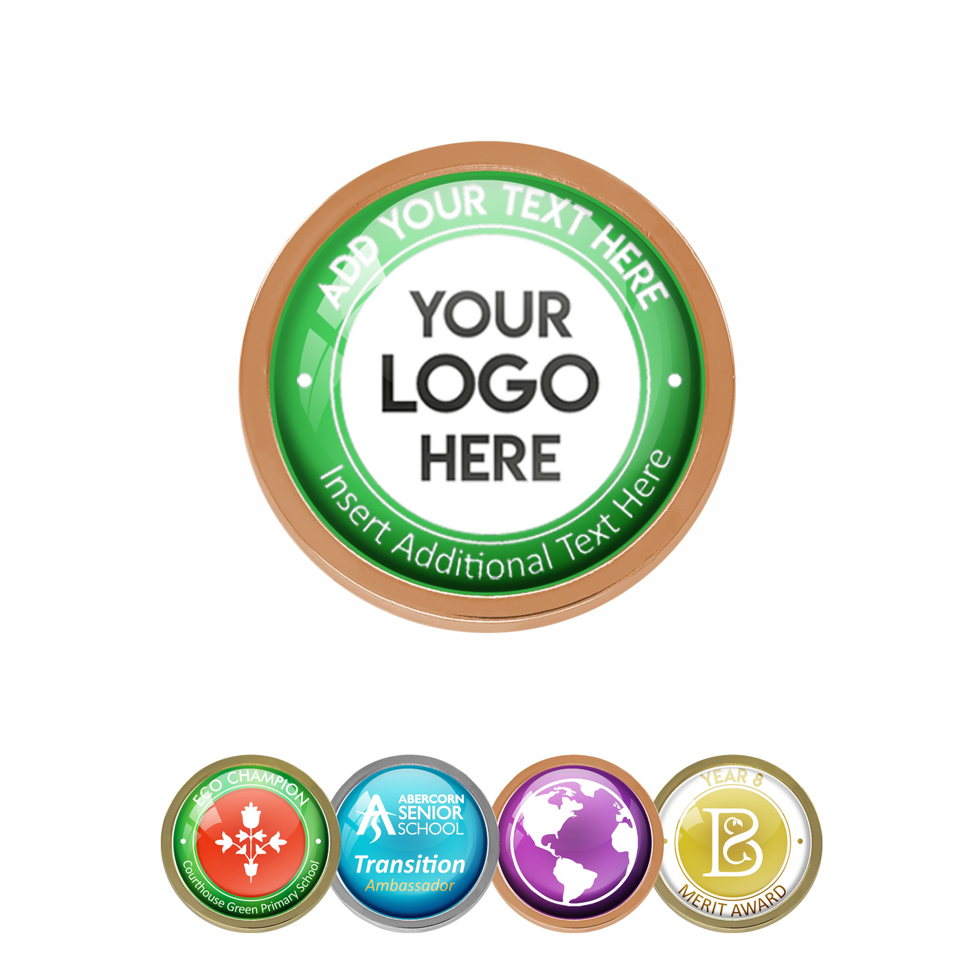 Bronze Bespoke Your Logo & Text Round Metal Badge - 19mm