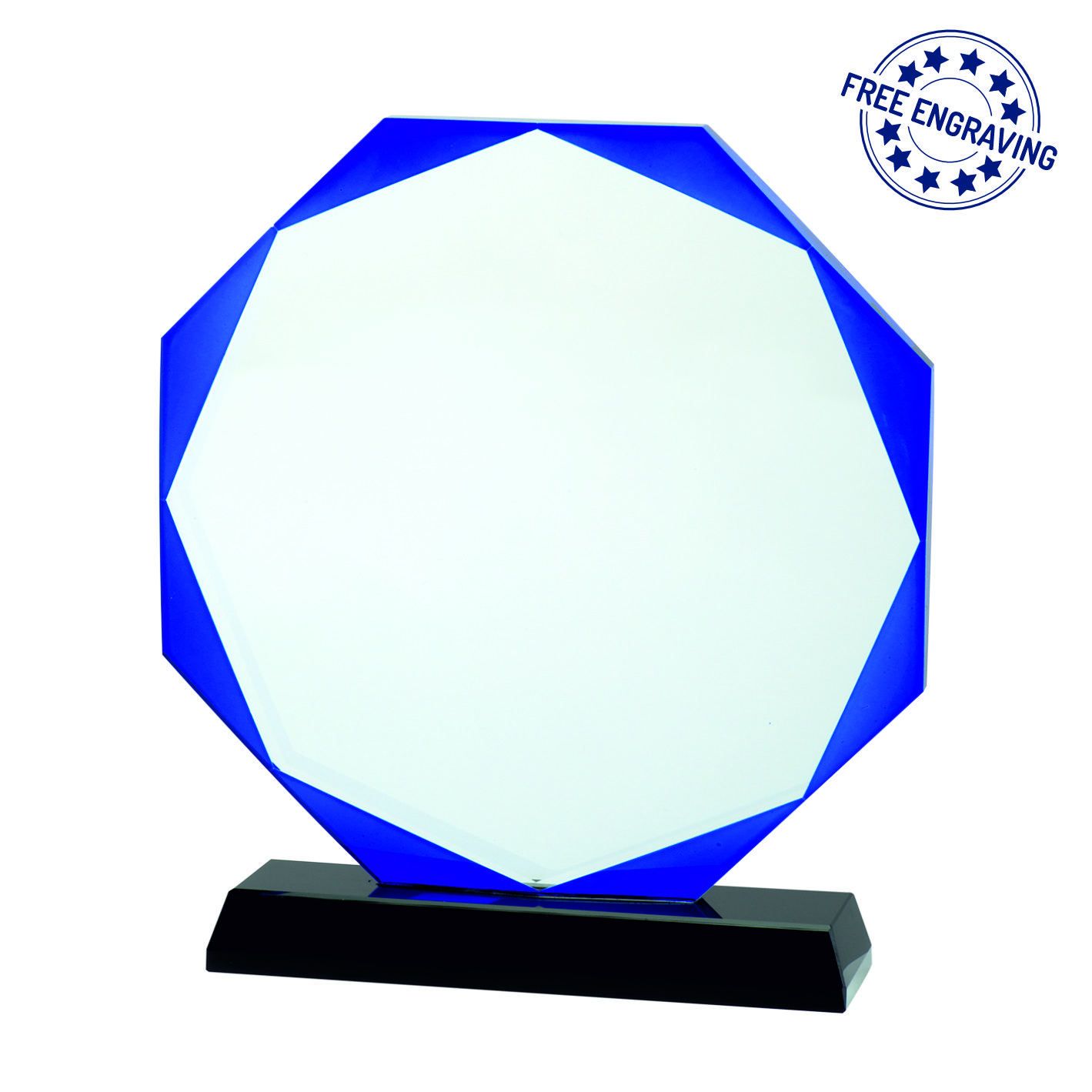 Blue Octogan Luxury Glass Award - Presentation Box - W46_.09