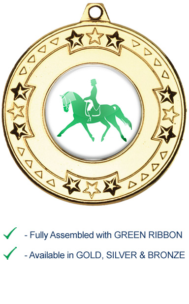 Dressage Medal with Green Ribbon - M69