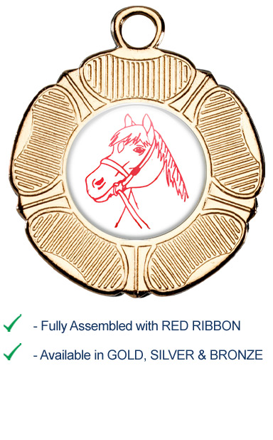 Horses Head Medal with Red Ribbon - M519