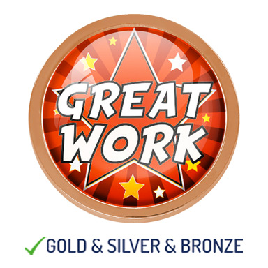 HIGH QUALITY METAL STAR GREAT WORK BADGE - 22mm