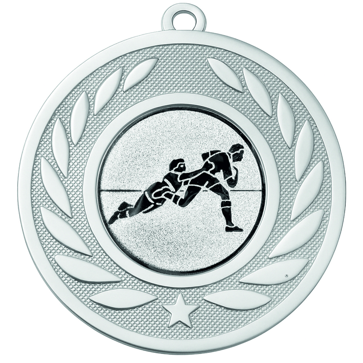 Silver Laurel Rugby Tackle Medal - FREE Ribbon - BIE.M9459.02