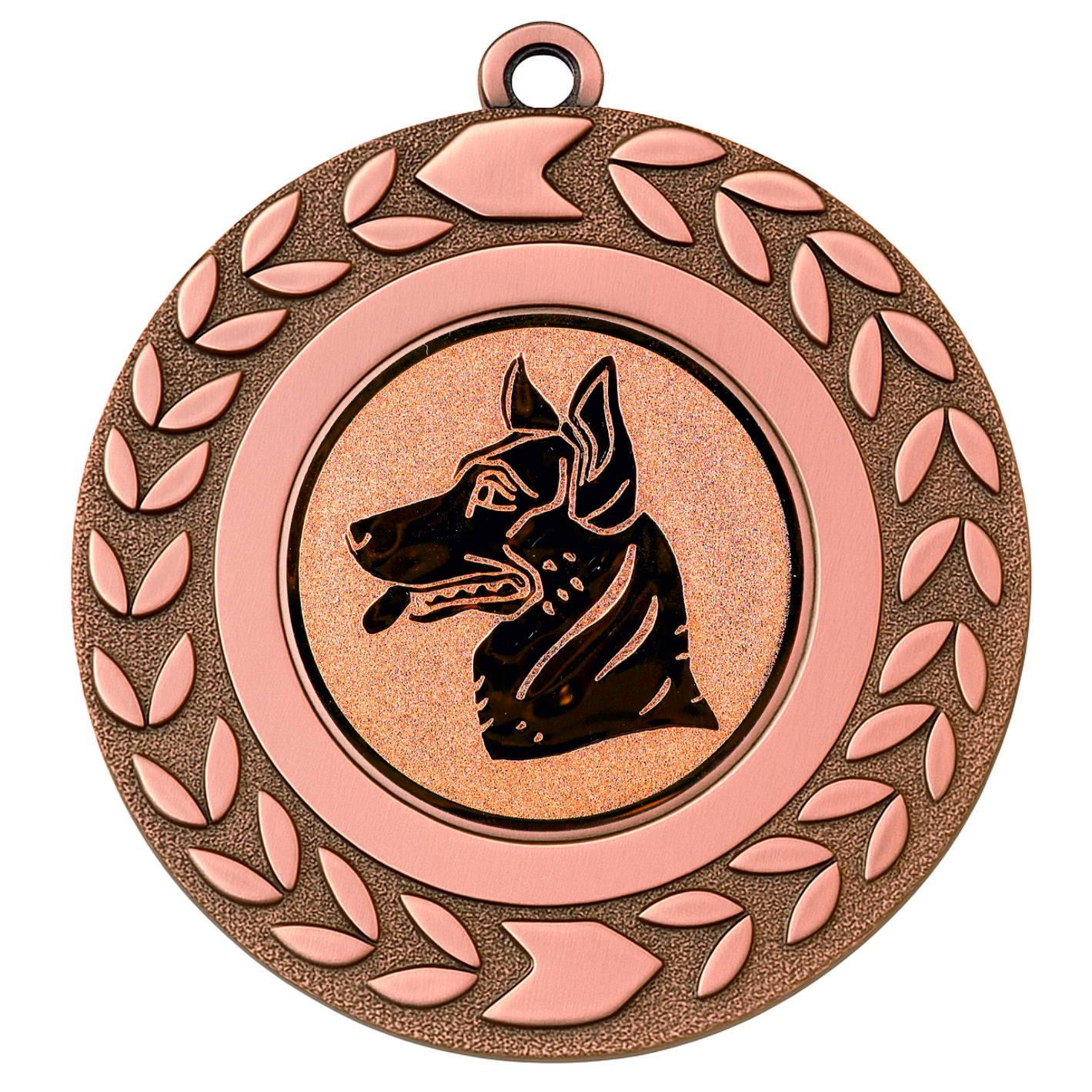 Bronze Wreath Dog Head Medal - FREE Ribbon - BIE.M9460.03