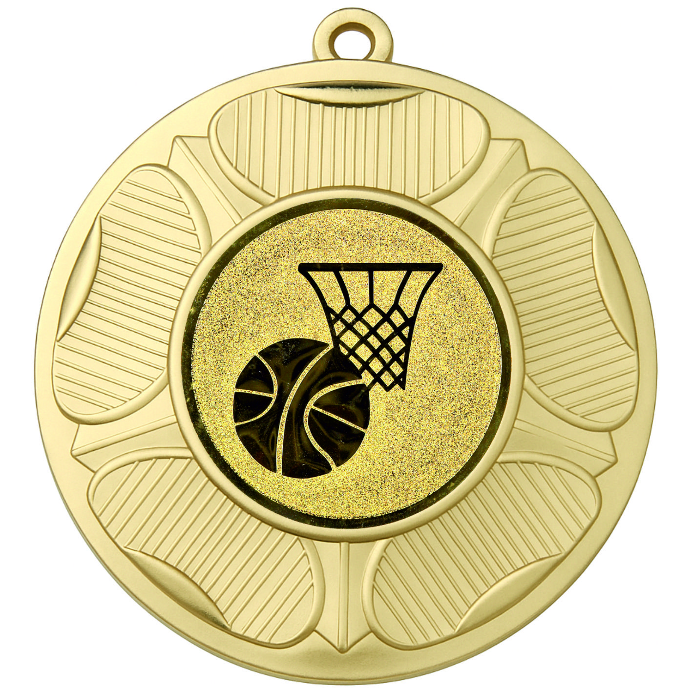 Gold Tudor Rose Basketball Medal-FREE Ribbon - BIE.M9458.01
