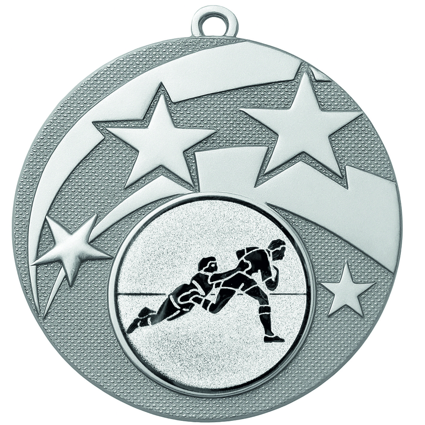 Silver Star Rugby Tackle Medal -FREE Ribbon -BIE.M9457.02