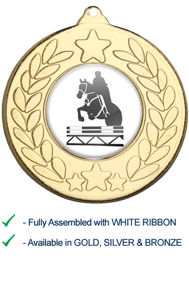 Show Jumping Medal with White Ribbon - 9459G