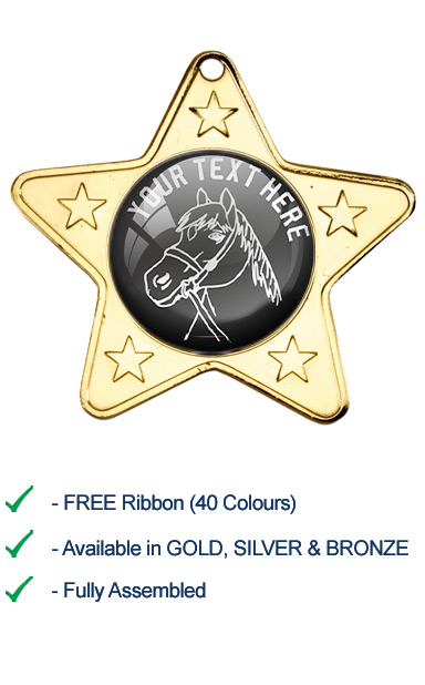 Silver Design Your Own Equestrian Medal with Ribbon - M10