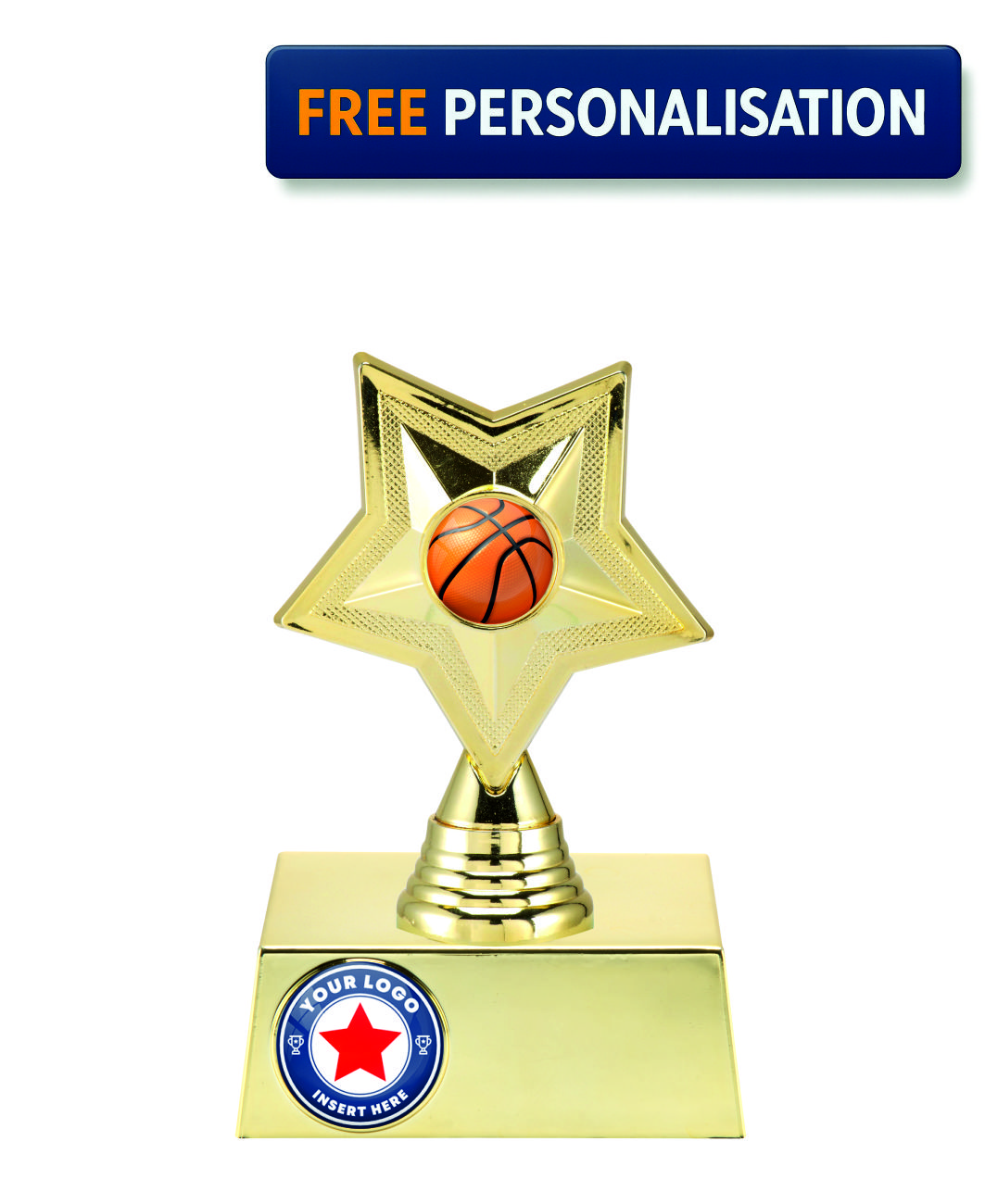 17.5cm GOLD STAR BASKETBALL AWARD - P531.01 + N33.01