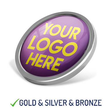 BESPOKE YOUR LOGO ROUND METAL BADGE - PURPLE- 22mm