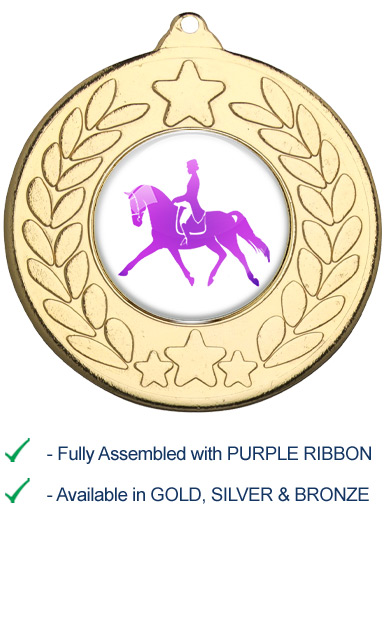 Dressage Medal with Purple Ribbon - M18