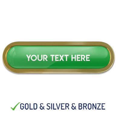 BESPOKE YOUR TEXT METAL BAR BADGE - GREEN - 45mm