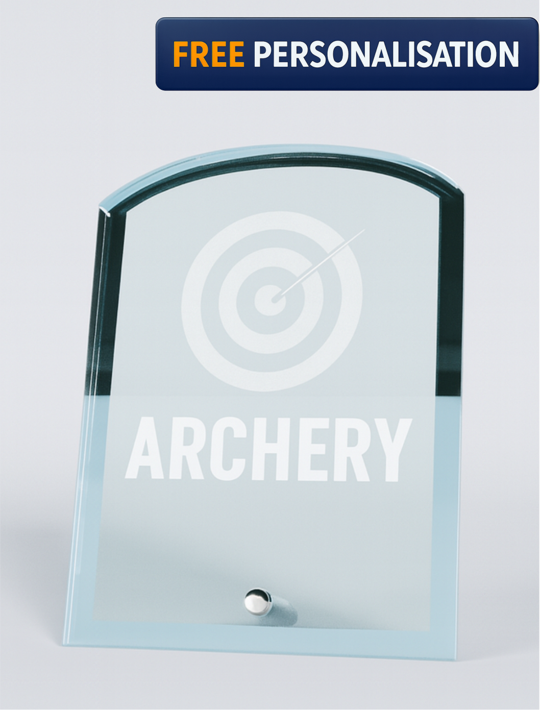 18.5cm LASER ENGRAVED ARCHERY GLASS AWARD - W543