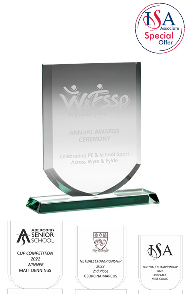 ISA Personalised SHIELD JADE GLASS AWARD (17cm) - SHD002