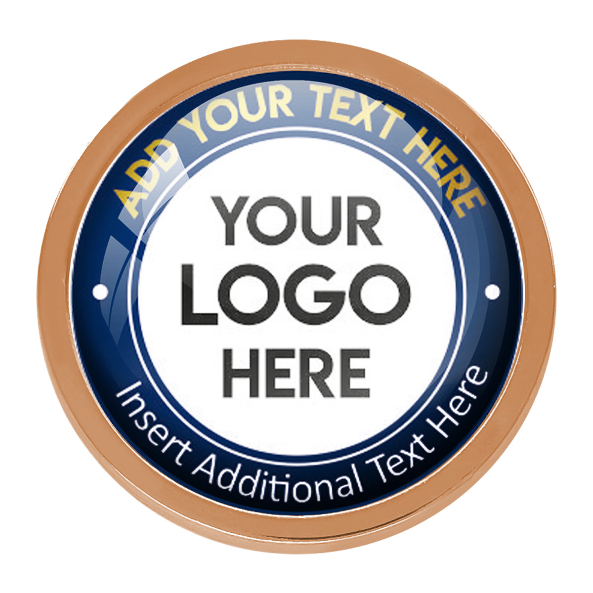 BESPOKE YOUR LOGO & TEXT ROUND METAL BADGE - NAVY BLUE - 22mm