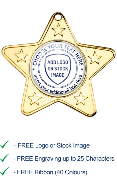 M10 GOLD STAR SHAPED MEDAL
