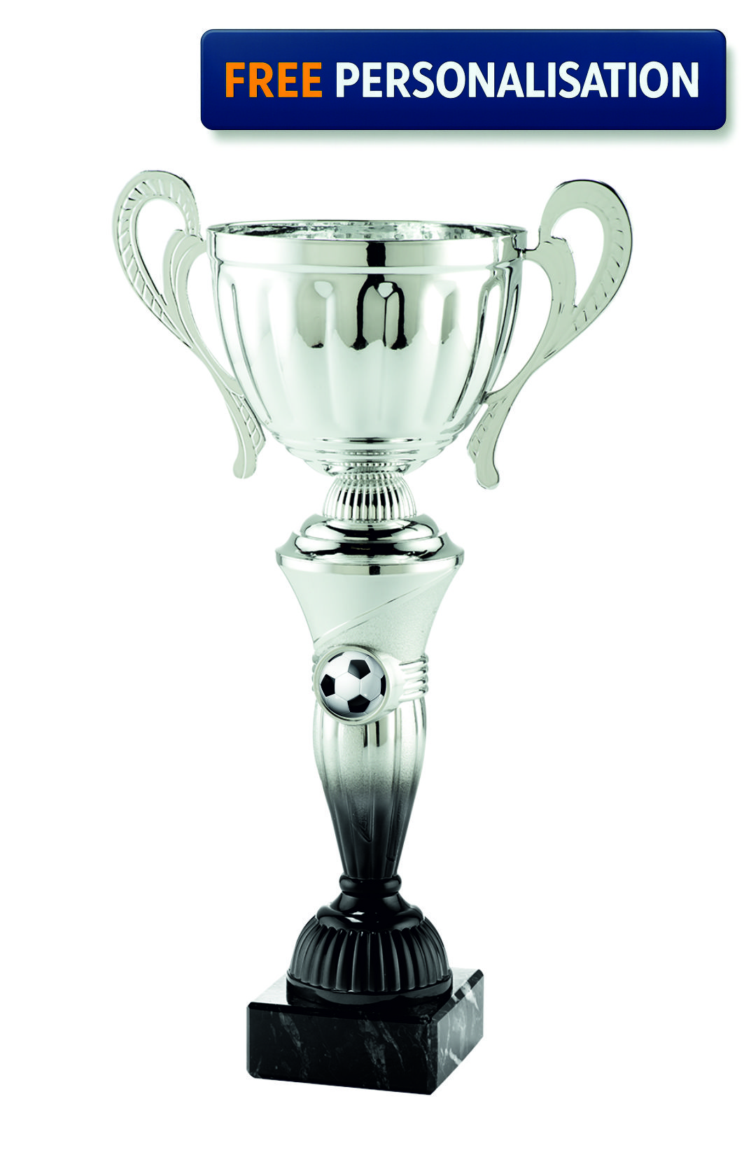 38cm SILVER & BLACK CUP FOOTBALL AWARD - MT.151.16.F
