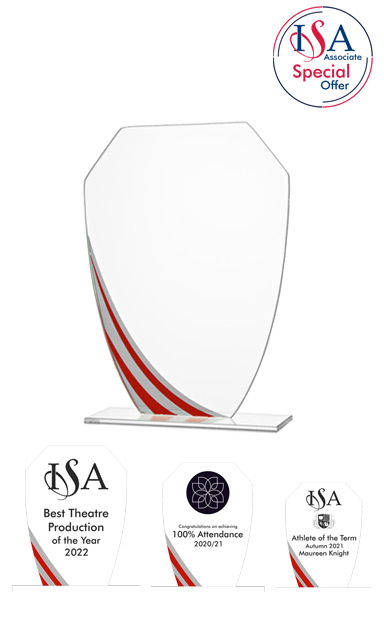 ISA Personalised Red Swirl Glass AWARD - W191.08 (17.5cm)