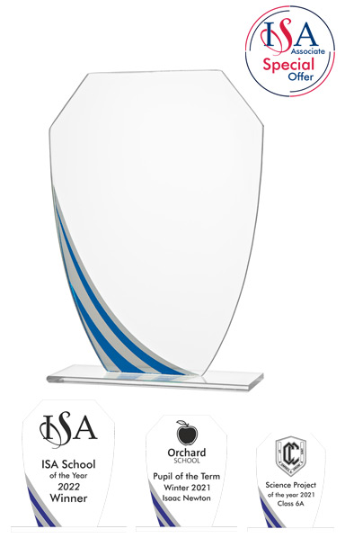 ISA Personalised Blue Swirl Glass AWARD - W193.09