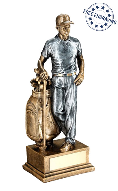 Medium Golfer with bag of clubs (25.4cm)  RF621B