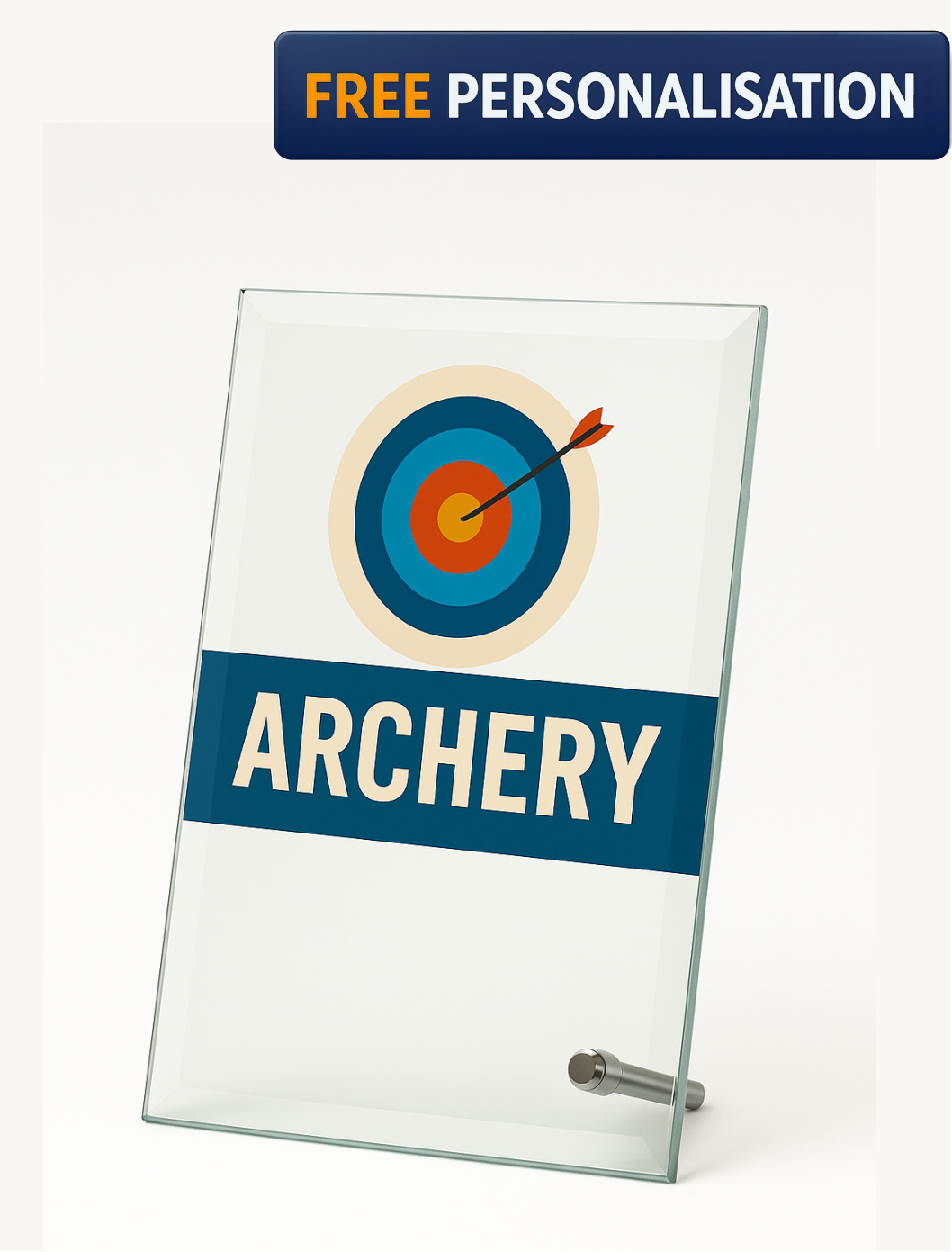 13cm FULL COLOUR ARCHERY GLASS PLAQUE - W202