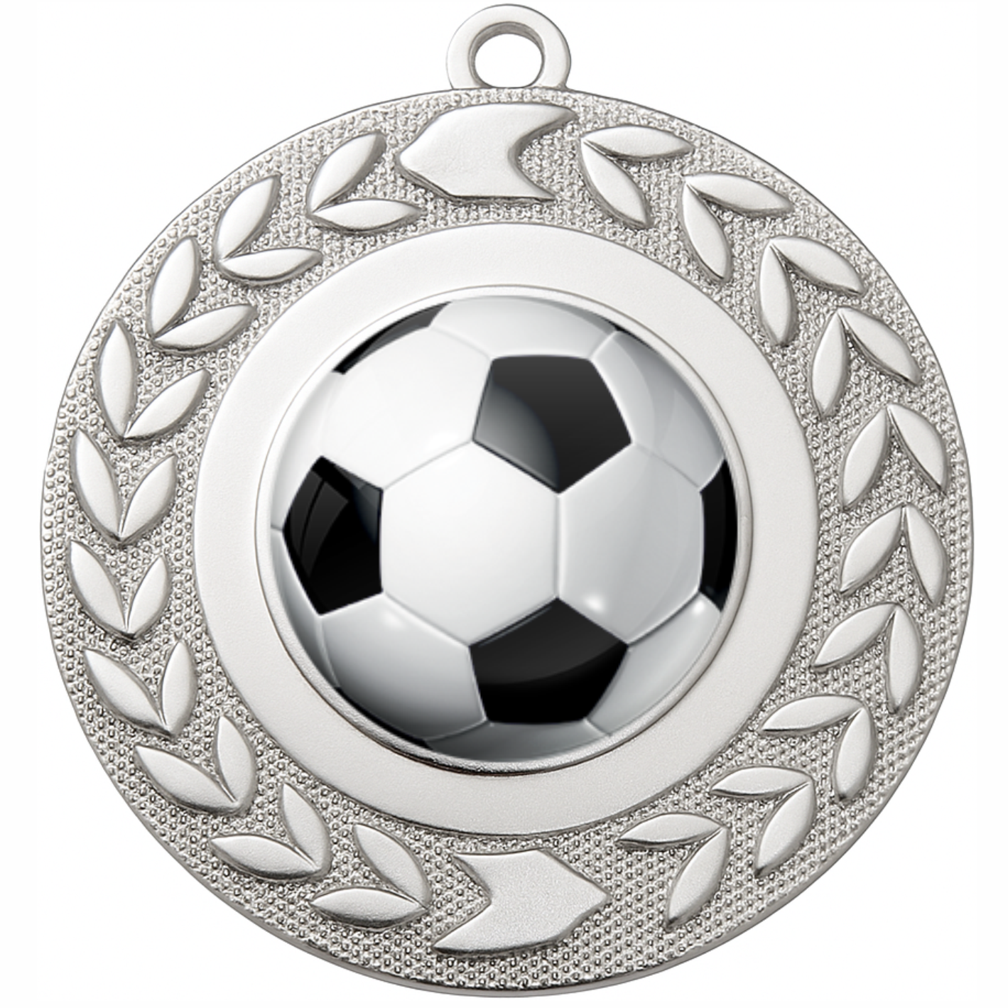 Silver Wreath Colour Football Medal-FREE Ribbon-BIE.M9460.02