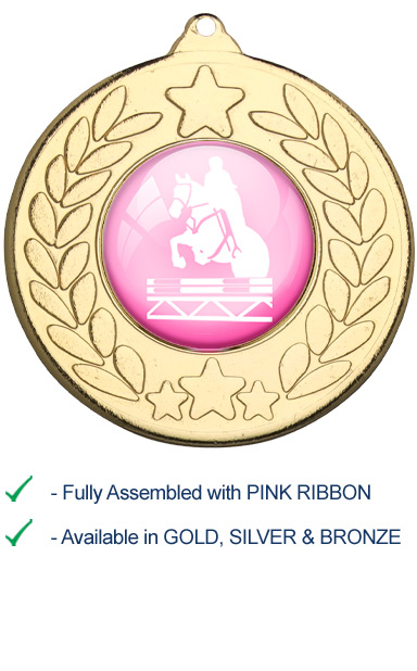 Show Jumping Medal with Pink Ribbon - 9459G