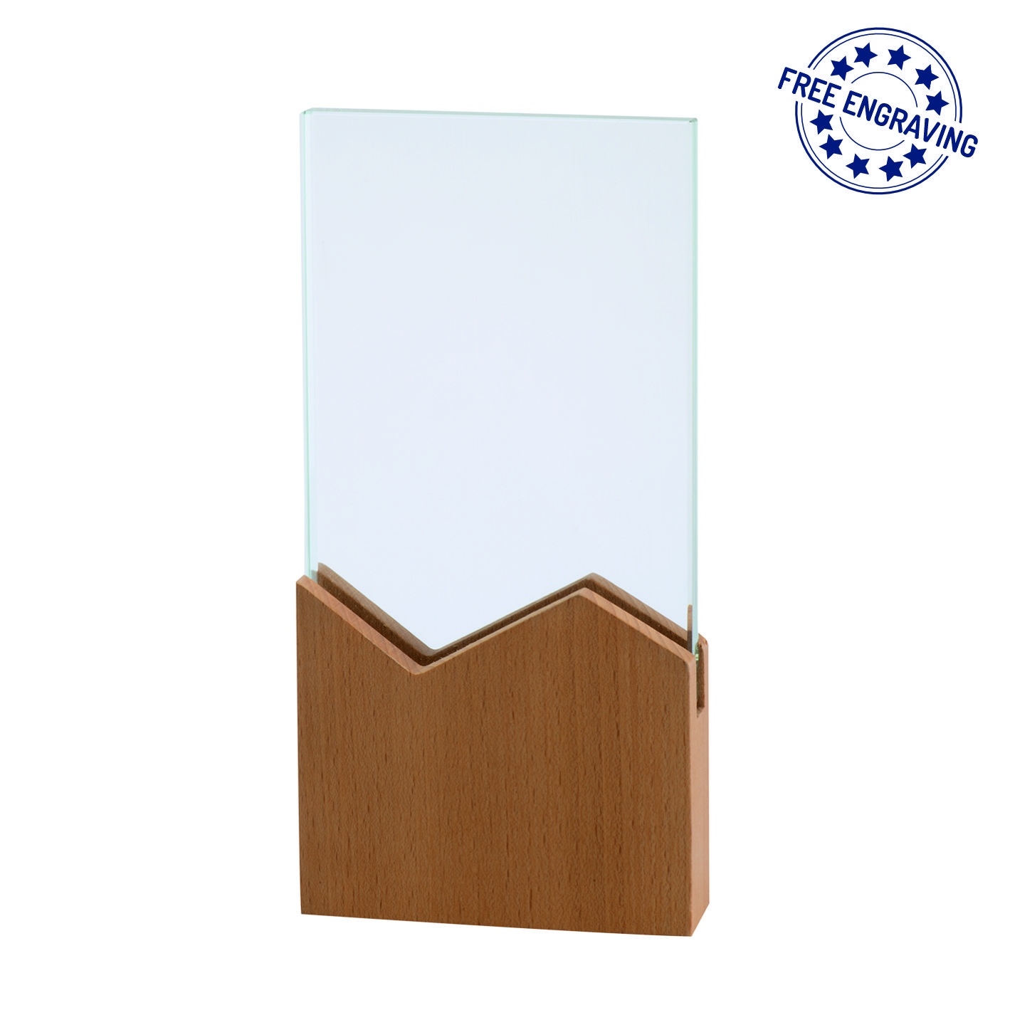 Rectangle Glass Award with Wooden Base - Presentation Box - W80